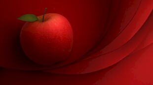 红底上的鲜苹果