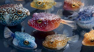 多彩可爱的小刺豚群集