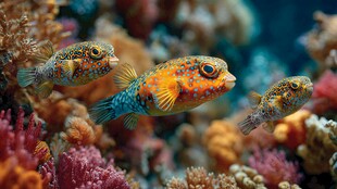 多彩海鱼悠游绚烂珊瑚间