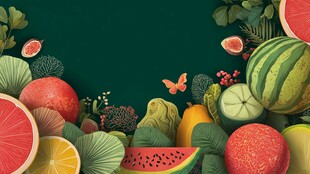 缤纷水果环绕的清新画面
