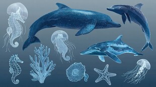 海洋生物集合插画