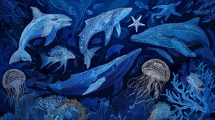 梦幻蓝色海洋生物大集合
