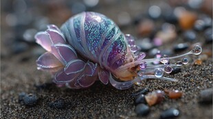 梦幻紫晶海蛞蝓沙滩特写