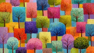 多彩树木构成绚丽图案