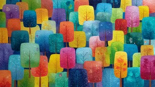 多彩梦幻森林插画