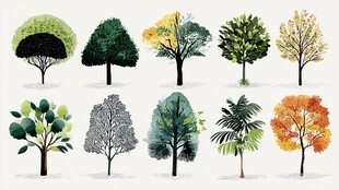 多样树木插画集合