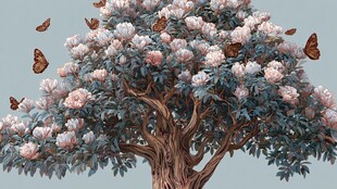 繁花大树引蝶来