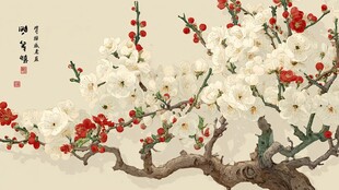 水墨白梅图
