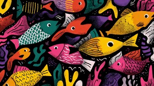 多彩鱼儿畅游梦幻海底世界