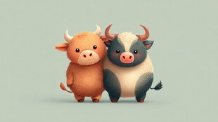 可爱双牛卡通形象