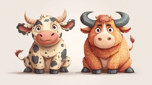 可爱卡通牛形象展示