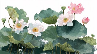 夏日荷花绽放图景