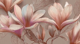 粉色玉兰花唯美插画图案