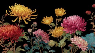 多彩菊花绽放图