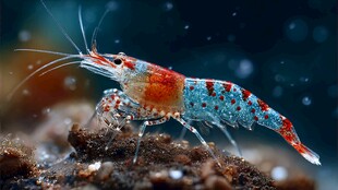 色彩斑斓的观赏虾特写