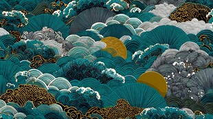 日式海浪纹样精美图案