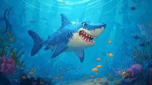 深海中微笑的大鲨鱼