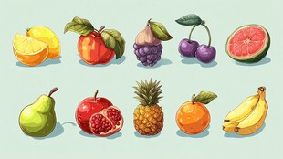缤纷水果插画集合