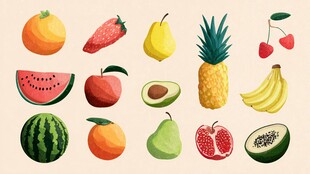 多彩缤纷水果插画集合