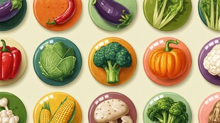 多彩蔬菜图案 清新可爱风