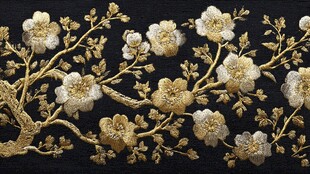 金色繁花刺绣图案