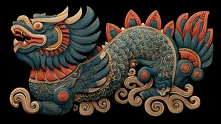 传统中式瑞兽麒麟立体造型