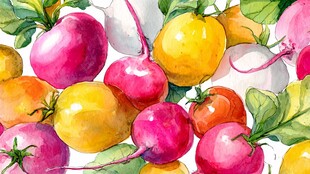 水彩绘多彩蔬果图案