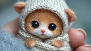 可爱小猫身着针织小服饰