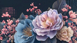 梦幻多彩花卉插画