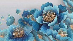 梦幻蓝牡丹花卉艺术图景