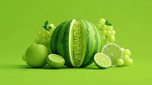 清新绿系水果组合展示