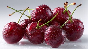 鲜润欲滴的水滴红樱桃