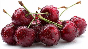 新鲜欲滴的多汁红樱桃