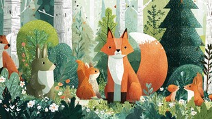 森林中的狐狸与兔子家族