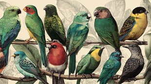 多彩鹦鹉栖息枝头