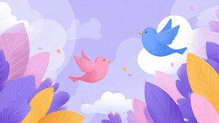 飞鸟在梦幻花丛中翱翔