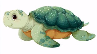 可爱卡通小海龟插画