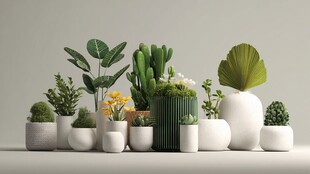 多样盆栽组合展示