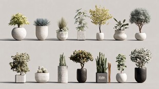 多样盆栽植物精美展示