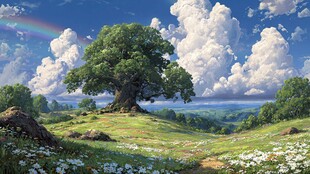 梦幻原野中的参天大树