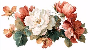 水彩风多彩花卉组合