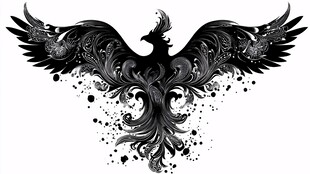 凤凰图腾 华丽黑白艺术图案