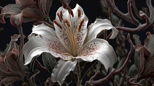 优雅绽放的白色斑点百合花