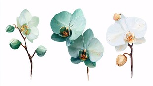 清新三色蝴蝶兰插画