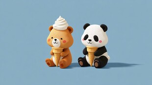 小熊熊猫共享甜蜜冰淇淋