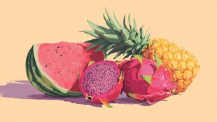 缤纷水果组合插画