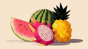 缤纷水果组合插画