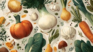 多彩蔬菜插画图案设计