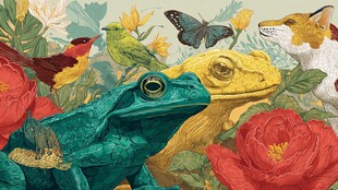 多彩动物与花卉的和谐图景