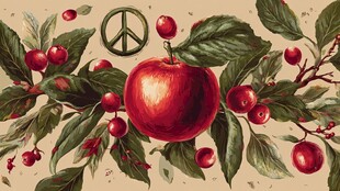 苹果与枝叶间的和平元素